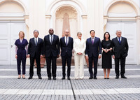 The Group of Seven (G-7) foreign ministers' meeting held on the sidelines of the Munich Security Conference in Munich, southern Germany, on Saturday (Courtesy of the Japanese Foreign Ministry)