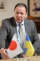 Ukrainian Ambassador to Japan Sergiy Korsunsky speaks in an interview in Tokyo's Minato Ward on Tuesday.