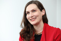 Carolina Kawakubo speaks during an interview in Tokyo on April 28.
