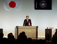 Hiroshi Moriyama, secretary-general of the Liberal Democratic Party, gives a speech in the city of Kagoshima on Sunday.