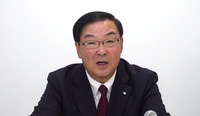 Nippon Yusen President Takaya Soga speaks at an online press conference on Thursday.