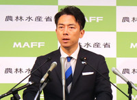 Japanese agriculture minister Shinjiro Koizumi speaks at a press conference in Tokyo on Tuesday.