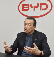Atsuki Tofukuji, president of BYD's Japanese unit, speaks in an interview in the city of Yokohama on Thursday.