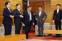 Japanese Prime Minister Shigeru Ishiba (center) attends a cabinet meeting at the prime minister's office Friday.