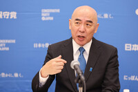 Naoki Hyakuta, leader of the Conservative Party of Japan, in an interview at the Diet in Tokyo on Tuesday