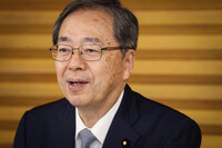 Komeito leader Tetsuo Saito speaks in an interview at the party's headquarters in Tokyo on Friday.