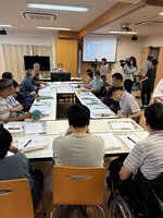 People with intellectual disabilities participate in a study session held in the city of Higashiosaka in Osaka Prefecture, western Japan, on July 8, ahead of the House of Councillors election scheduled for Sunday. (Courtesy of Soshien, a social welfare organization in Higashiosaka)