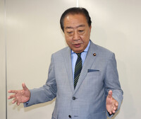 CDP leader Yoshihiko Noda speaks to reporters in Tokyo on Tuesday.